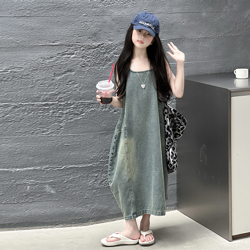 빈티지 블루 어린이 소녀 고품질 민소매 데님 드레스 s - Summer Clothing For Girls 리뷰 및 가격