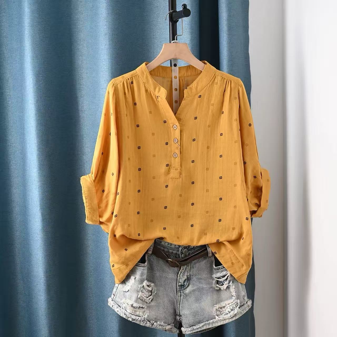 2026 여성 블라우스 일본산 면사 폴카 도트 셔츠 & - Summer Clothing In Japan 리뷰 및 가격