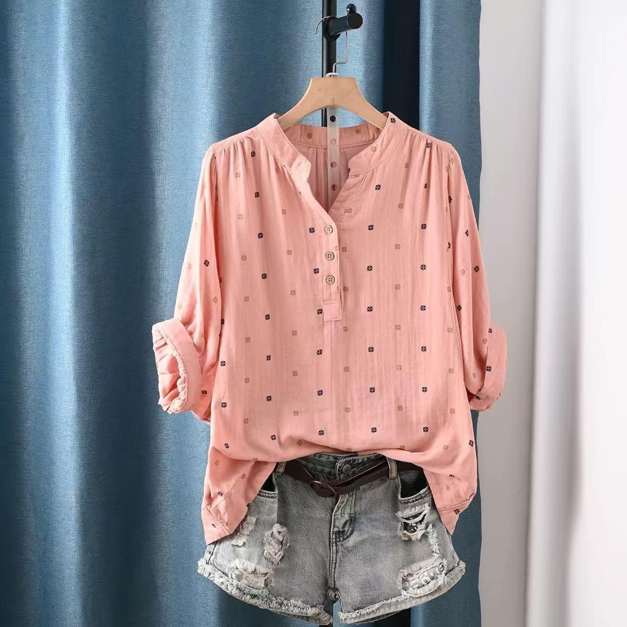 2026 여성 블라우스 일본산 면사 폴카 도트 셔츠 & - Summer Clothing In Japan 리뷰 및 가격