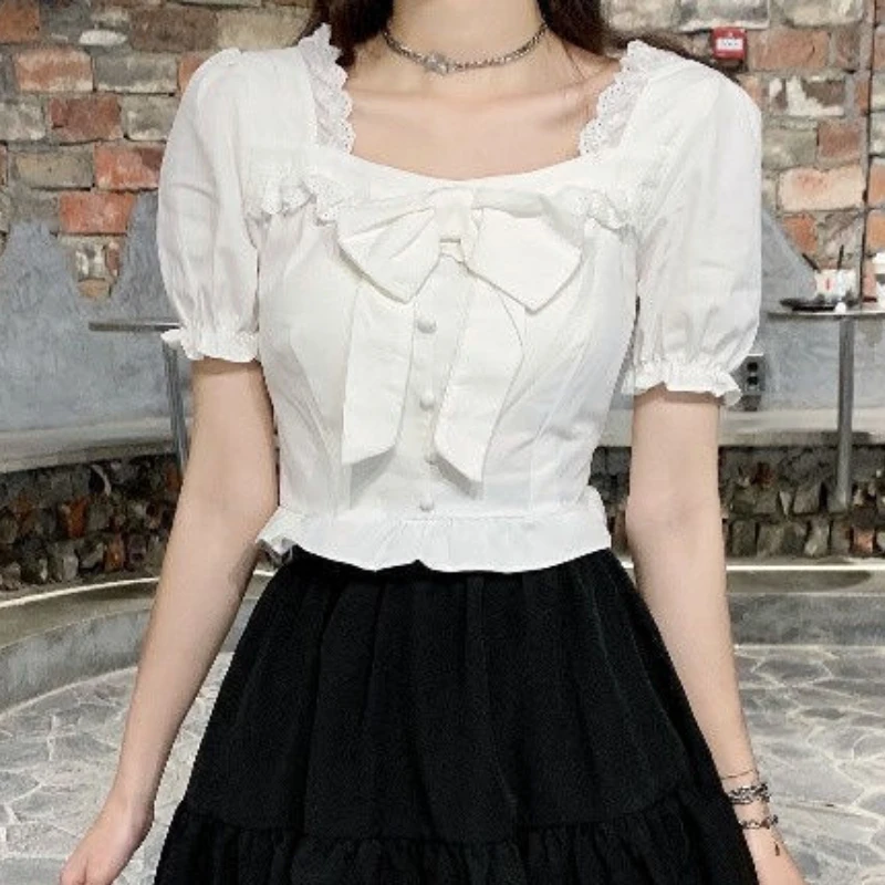 여성용 화이트 블라우스, 활 디자인, 핫스위트 인스 패 - Crop Blouse Linen 리뷰 및 가격