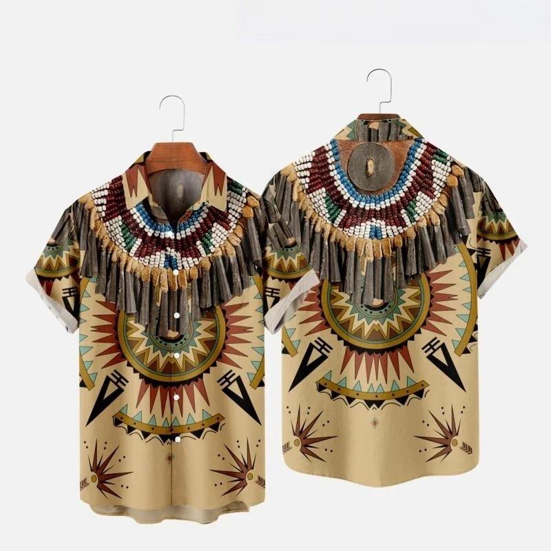 인도 민족 스타일 3D 인쇄 비치 셔츠 남성 여성 패션 - Indian Summer Vintage Clothing 리뷰 및 가격