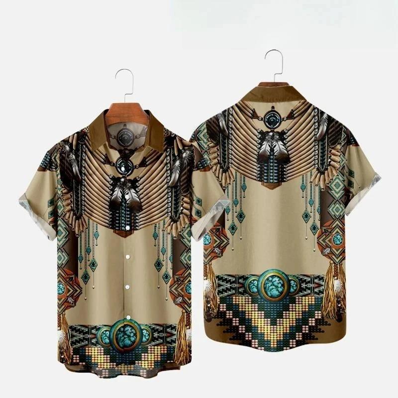 인도 민족 스타일 3D 인쇄 비치 셔츠 남성 여성 패션 - Indian Summer Vintage Clothing 리뷰 및 가격