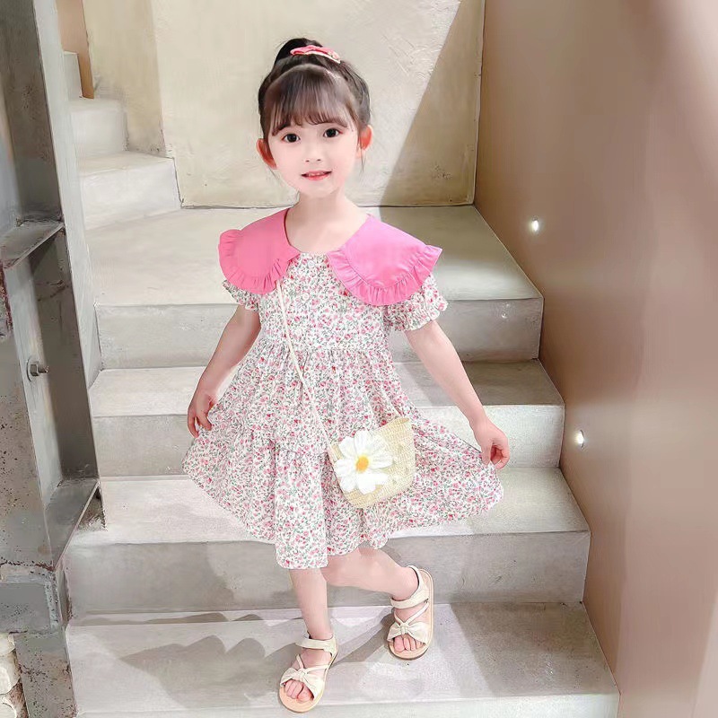 노란색 꽃 어린이 캐주얼 미디 드레스 + 가방 십대 드 - Summer Clothing For Teen Girls 리뷰 및 가격