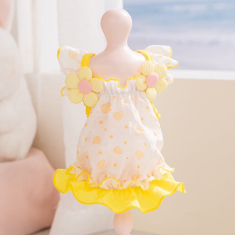 옐로우 러브 강아지 옷 여름 통기성 애완견 드레스 신선 - Soft Summer Yellow Clothing 리뷰 및 가격