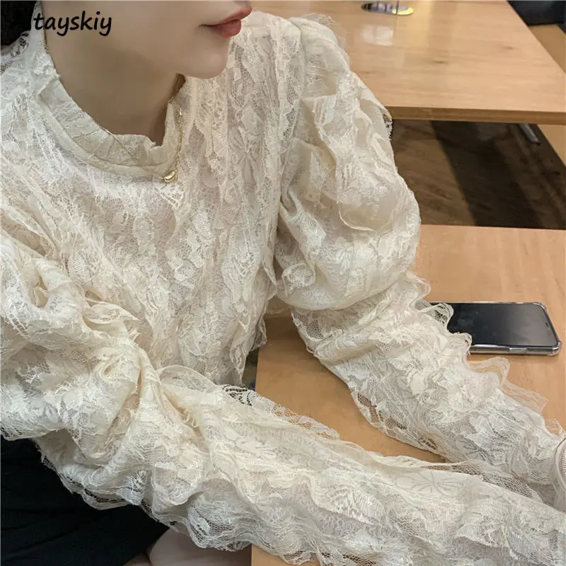 여성용 빈티지 블라우스, 프렌치 스타일 레이스 프린트  - Crop Blouse Linen 리뷰 및 가격