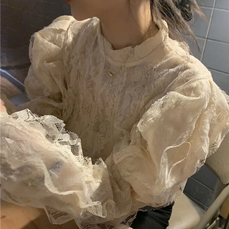여성용 빈티지 블라우스, 프렌치 스타일 레이스 프린트  - Crop Blouse Linen 리뷰 및 가격