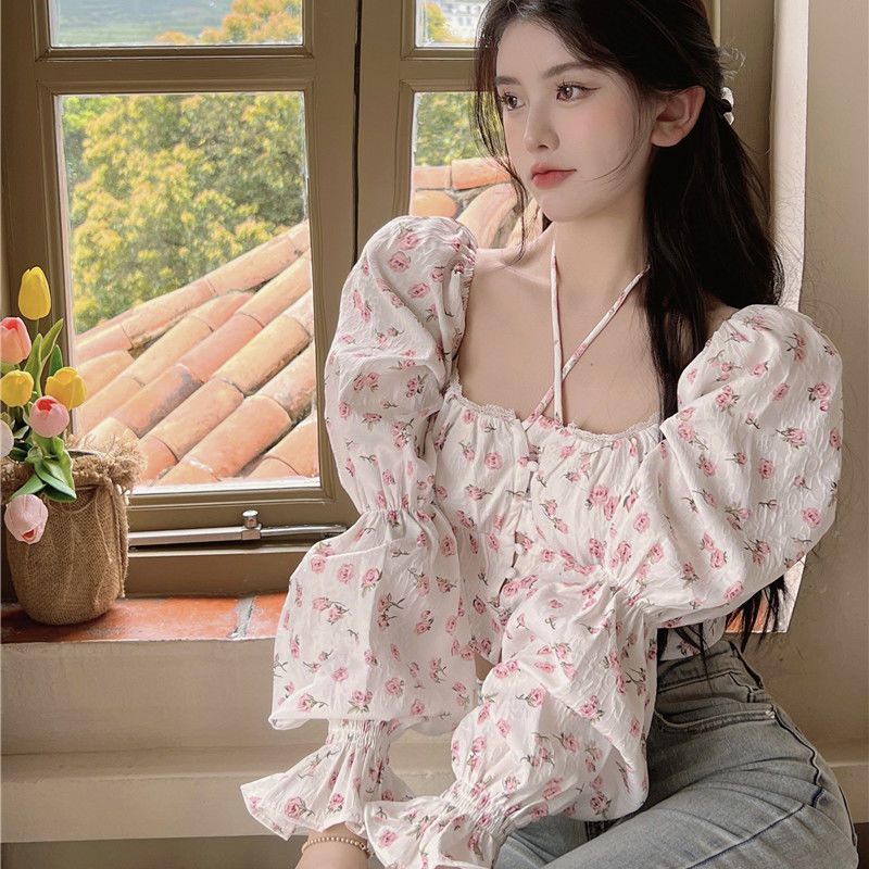 여성용 플로럴 블라우스, 퍼프 소매, 시크하고 달콤한  - Crop Blouse Linen 리뷰 및 가격