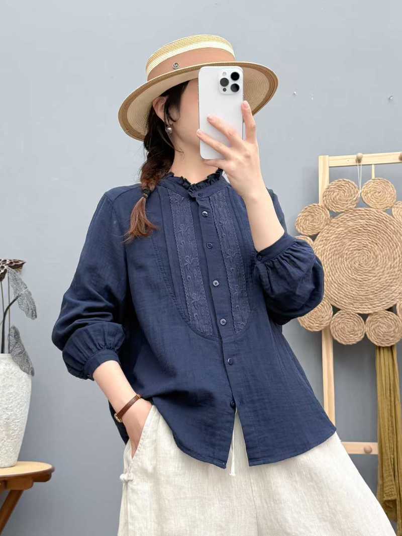 2026 빈티지 의류 모리 걸 코튼 얀 네이비 블루 화 - Summer Clothing In Japan 리뷰 및 가격