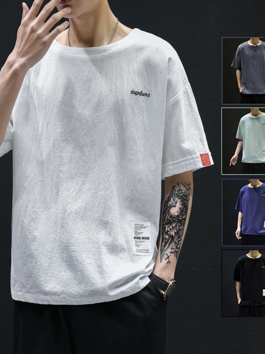여름 면 린넨 청소년 티셔츠 라지 사이즈 통기성 라벨  - Summer Clothing Label 리뷰 및 가격