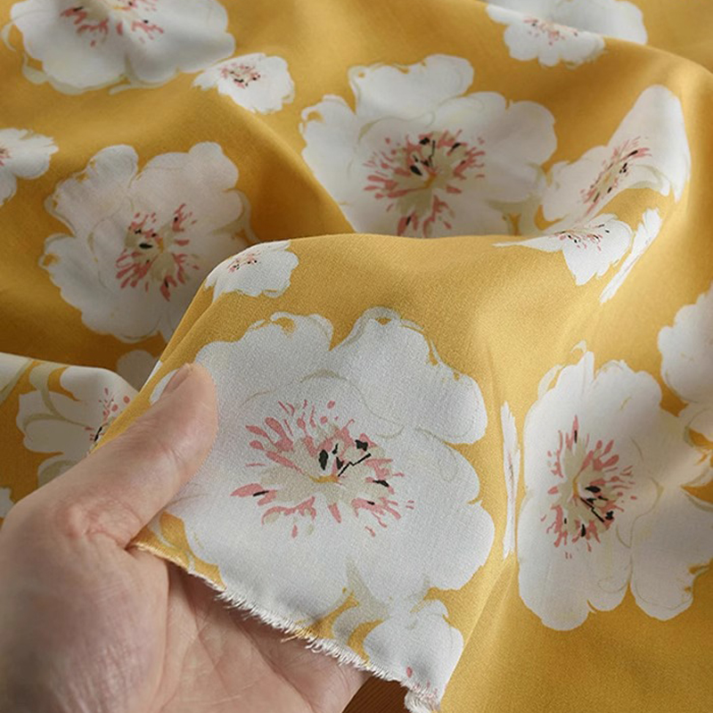 사랑스러운 흰색 꽃 프린트, 노란색, 145cm, 넓은 - Soft Summer Yellow Clothing 리뷰 및 가격