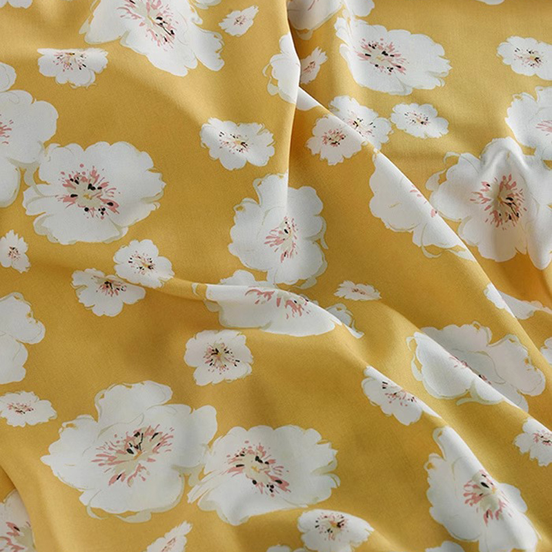 사랑스러운 흰색 꽃 프린트, 노란색, 145cm, 넓은 - Soft Summer Yellow Clothing 리뷰 및 가격