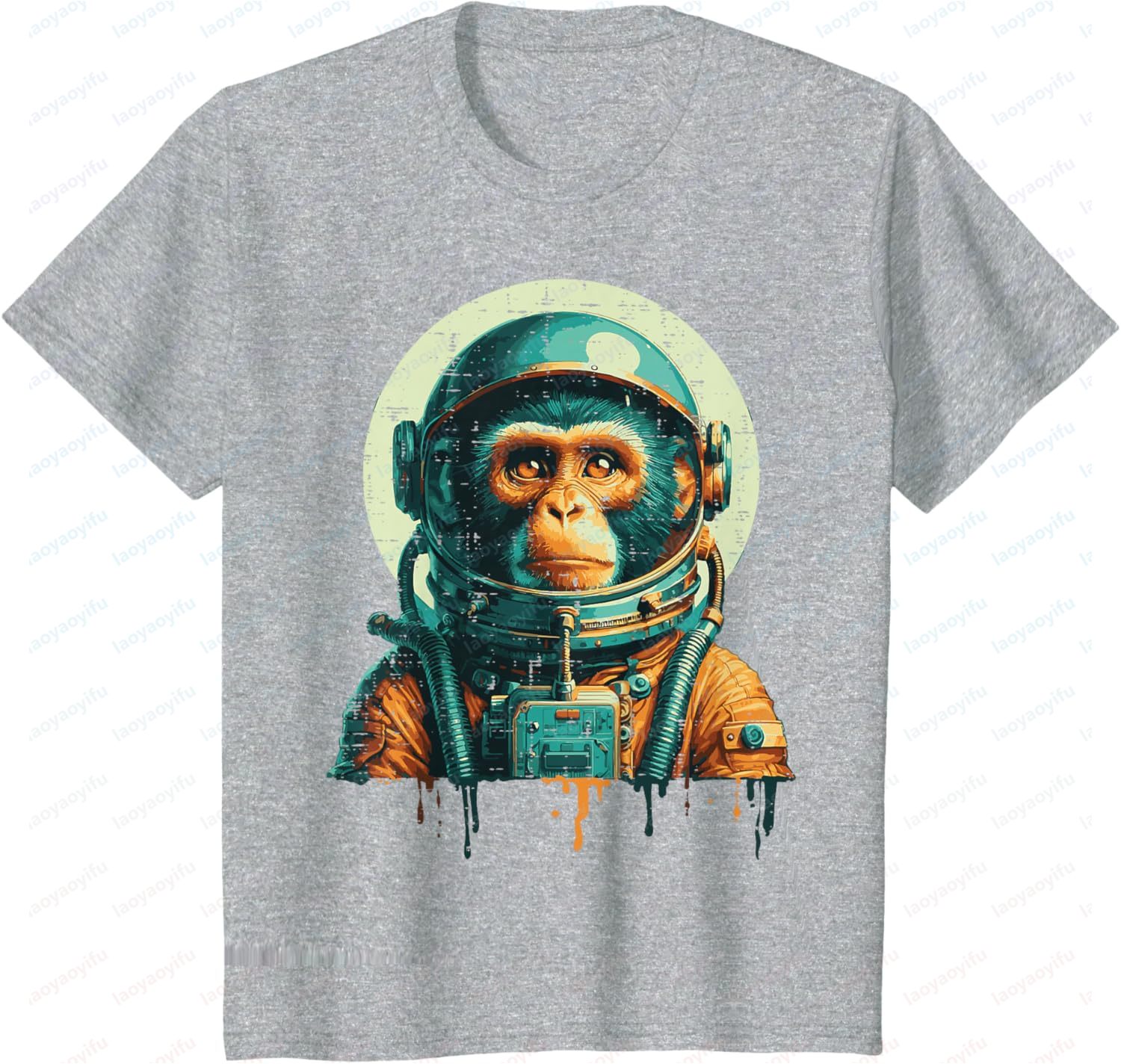 우주 비행사 우주 빈티지 스타일 원숭이 그래픽 프린트  - Summer Clothing Styles Men 리뷰 및 가격