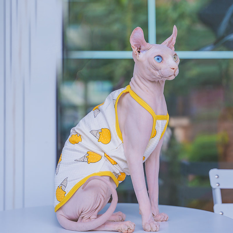 Sphynx 고양이 의류 스핑크스 코튼 조끼, 부드럽고 - Soft Summer Yellow Clothing 리뷰 및 가격