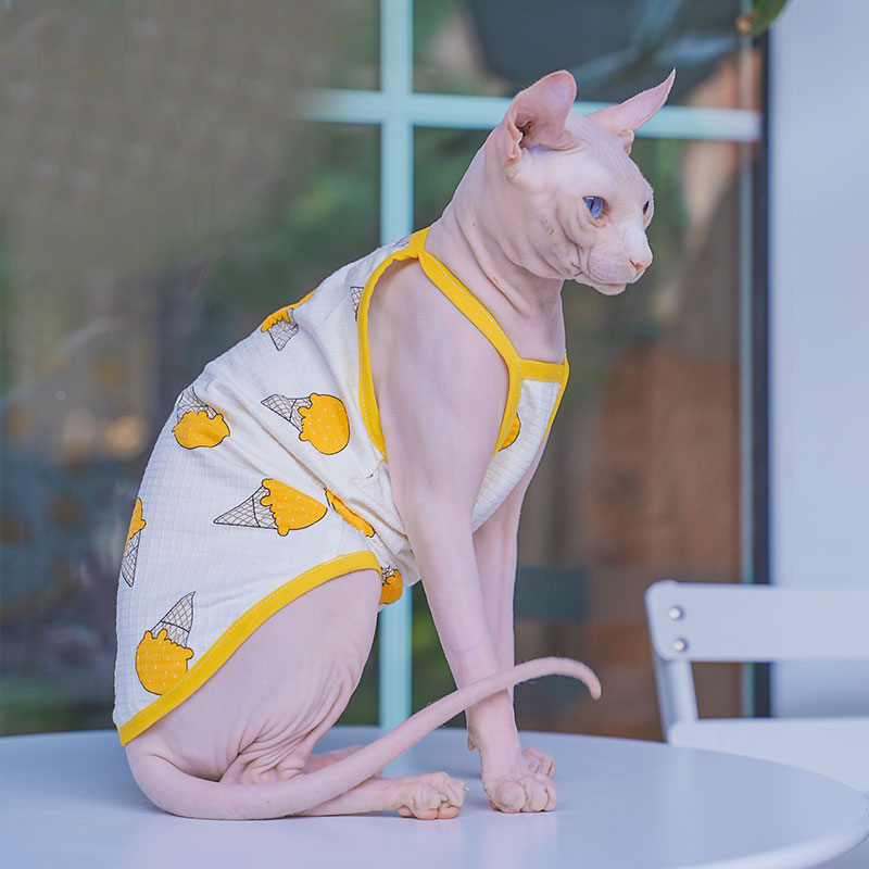 Sphynx 고양이 의류 스핑크스 코튼 조끼, 부드럽고 - Soft Summer Yellow Clothing 리뷰 및 가격
