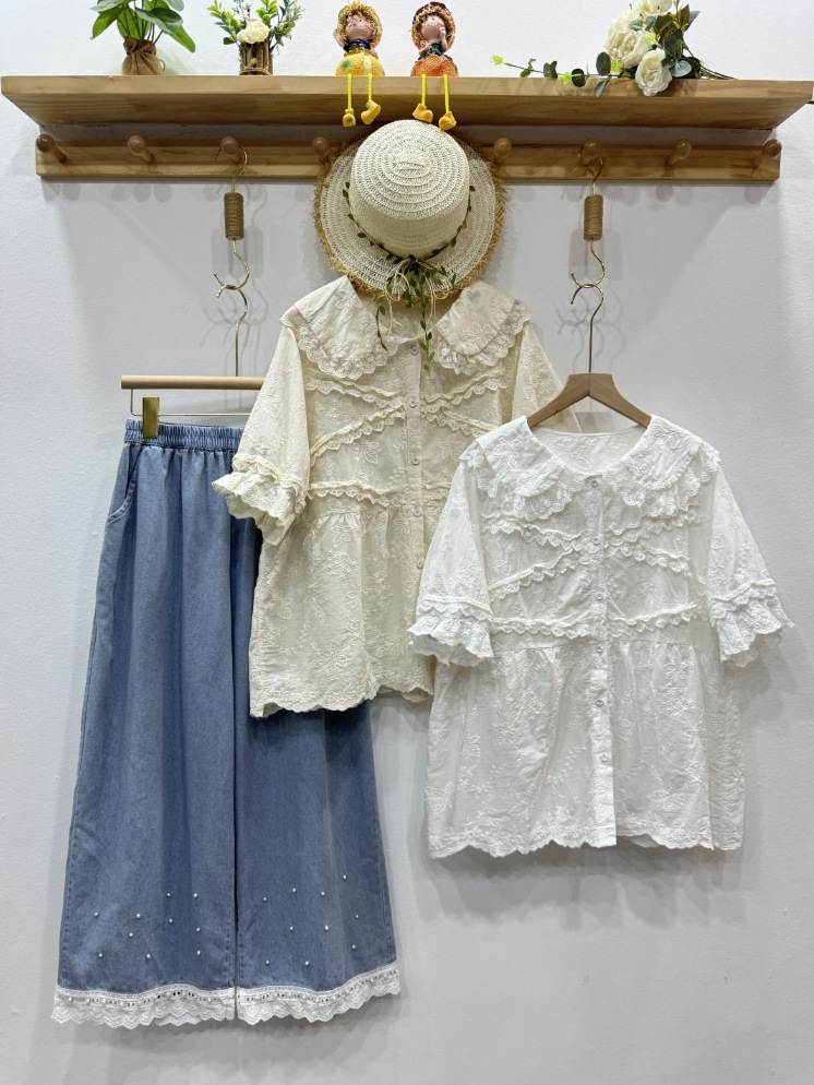 모리 케이 의류 달콤한 로리타 셔츠 피터팬 칼라 반소매 - Summer Clothing In Japan 리뷰 및 가격